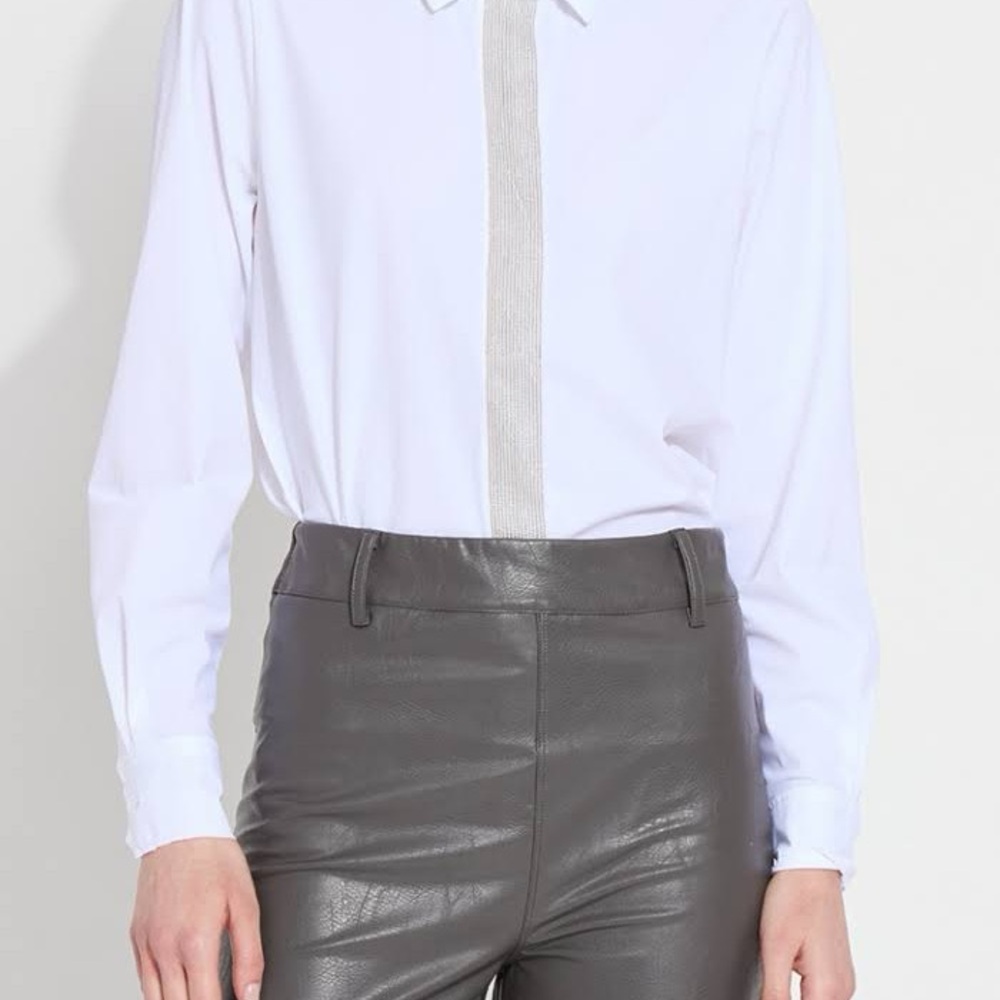 NWT LYSSÉ CONNIE MICRO BEADED SHIRT, M